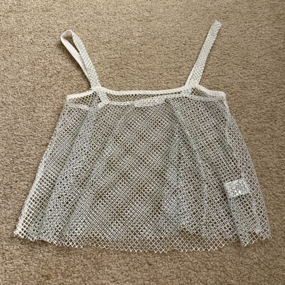 Lush sparkling fish net rave / festival tank top